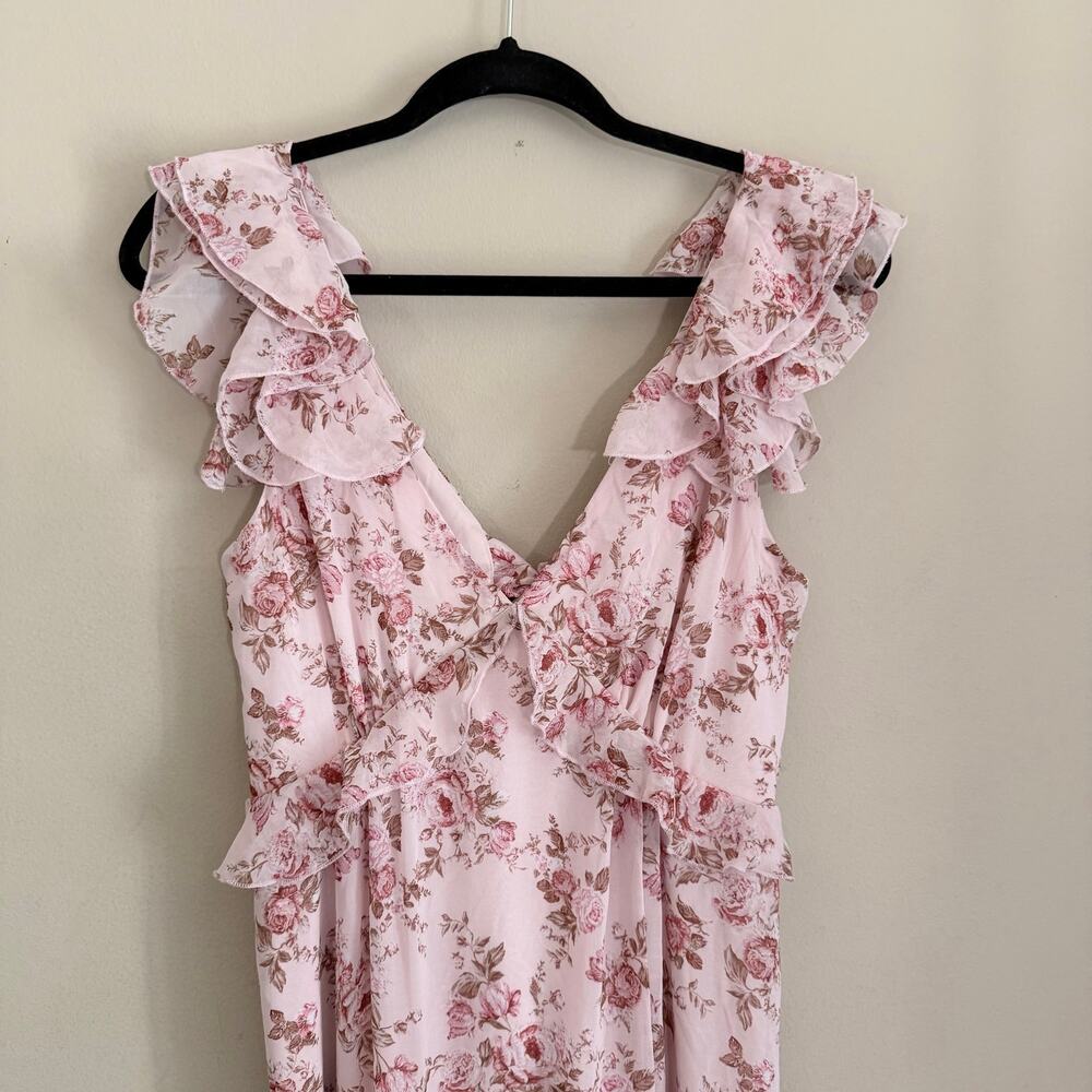 Audrey Parks Francesca's Floral Maxi Dress M Pink Cottage Feminine Romantic NWT - Picture 3 of 9